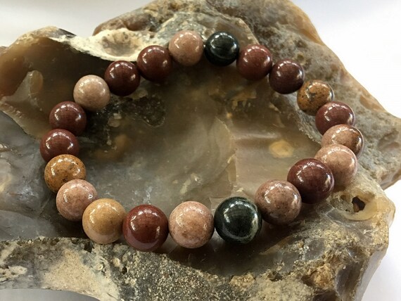 Jasper Natural Gemstone Bracelet Elasticated Beaded Jewelry Gift