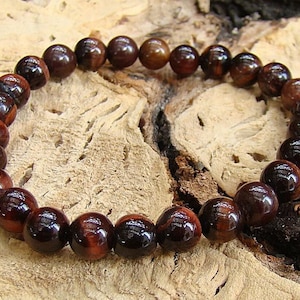 Natural Gemstone Men&#39;s Women&#39;s ELASTIC bracelet all 8mm RED Tiger Eye beads
