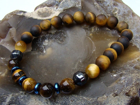 Bracciale In Occhio Di Tigre: Braccialetto Di Perline Di Cristallo - Foto 6