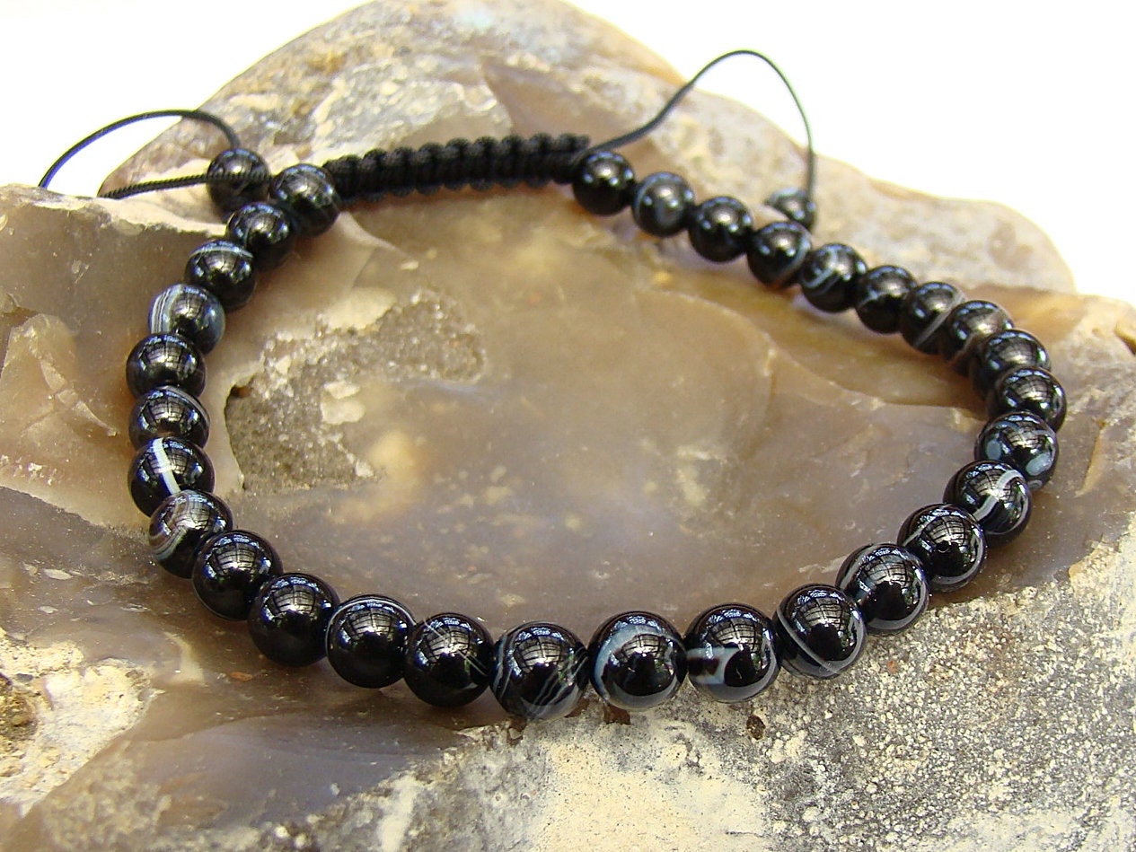 Natural Gemstone Men's Women's Elasticated bracelet 6mm LEOPARD SKIN beads