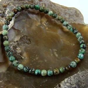 Delicate Gemstone Men's Women's Elasticated Beaded Bracelet 4mm African Turquoise beads