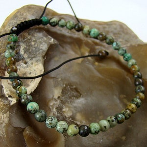 Delicate Gemstone Men&#39;s Women&#39;s Macrame Beaded Bracelet 4mm African Turquoise beads
