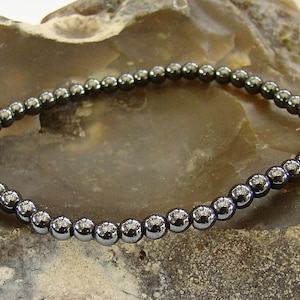 Delicate Gemstone Men&#39;s Women&#39;s Elasticated Beaded Bracelet 4mm HEMATITE beads