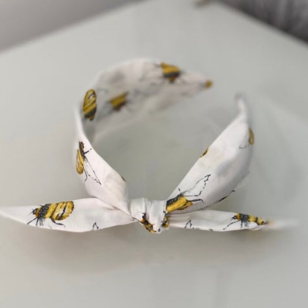 Knot bow headband bee print animal print bumble bee handmade bow headbands fashion girls women bees