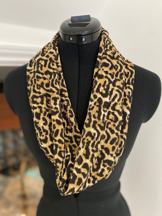 Animal Print Snood Scarf Leopard Zebra Snake Jersey Stretch Fabric Cowls Handmade Womens Fashion Black Tan Brown Pleated Mustard Etsy