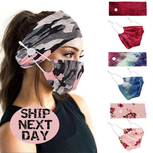 Headband With Buttons for Mask Etsy