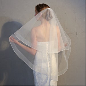 Two Tiers Simple Elegant Fingertip Wedding Veil | Veil with Comb | Wedding Veil TY1