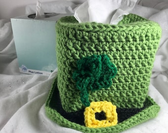 Tissue Box Cozy St. Patty's Day Leprachaun Hat Crochet Pattern DIGITAL PDF