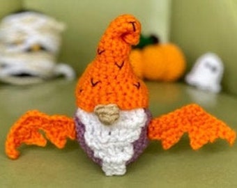 Patrón de ganchillo murciélago gnomo de Halloween PDF DIGITAL