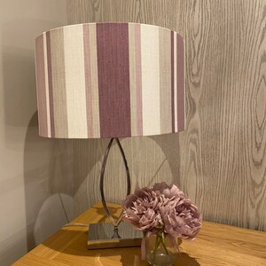 Handmade Lampshade in Laura Ashley Awning Stripe Fabric In Grape Colour way, Various sizes available Ceiling or Table / Floor Lamp Options image 3