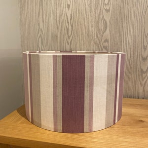 Handmade Lampshade in Laura Ashley Awning Stripe Fabric In Grape Colour way, Various sizes available Ceiling or Table / Floor Lamp Options image 1