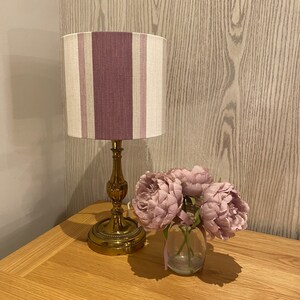 Handmade Lampshade in Laura Ashley Awning Stripe Fabric In Grape Colour way, Various sizes available Ceiling or Table / Floor Lamp Options image 2