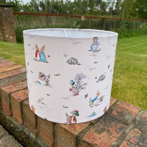 Handmade Lampshade in Beatrix Potter Peter Rabbit and Friends Fabric, Various sizes available, Ceiling or Table / Floor Lamp Options