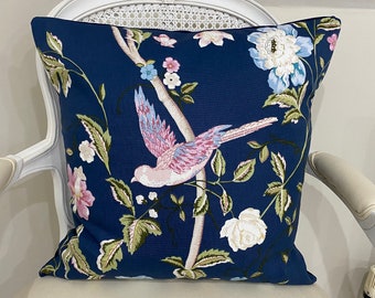 Handmade cushion cover in Laura Ashley Summer Palace in the midnight colour way, various sizes available