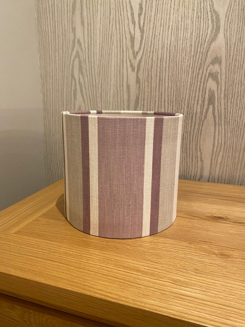 Handmade Lampshade in Laura Ashley Awning Stripe Fabric In Grape Colour way, Various sizes available Ceiling or Table / Floor Lamp Options image 4
