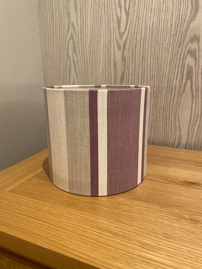 Handmade Lampshade in Laura Ashley Awning Stripe Fabric In Grape Colour way, Various sizes available Ceiling or Table / Floor Lamp Options image 5