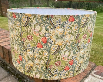 Handmade Lampshade in William Morris Golden Lily Floral Fabric, Various sizes available, Ceiling or Table / Floor Lamp Options