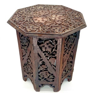 Burmese circa 1900 Anglo-Indian Hardwood Side End Wine Table Ornately Carved