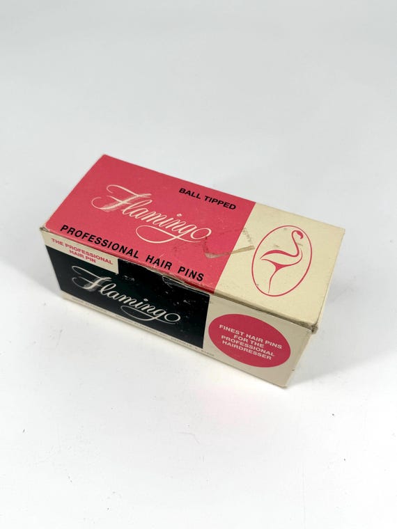 Vintage Box Flamingo Bob Pins, Brown Ball Tipped, Beauty School Supplies