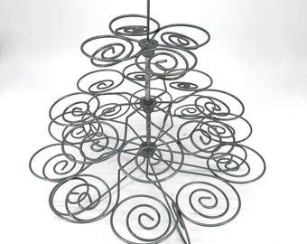 Vintage 3 Tier Stand 22 Cupcakes Silver Metal Dessert Holder Event Party Tower