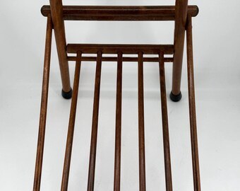 Antique Collapsible Wooden Footstool – Folding Gout Stool, Rustic Decor