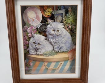 Vintage Cat- Kitty Pop Art with Wooden Frame