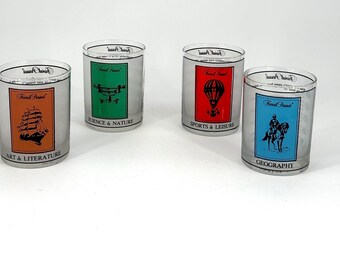 Vintage Trivial Pursuit Rocks Glass Pop Culture Culver - Set of 4