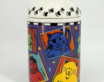 Vintage Carol Eldridge Alley Fat Kitty Black Smart Cat Cookie Treat Ceramic Jar