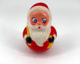 Vintage Kiddie Products Roly Poly Weeble Wobble Santa Bell Rattle Christmas Toy -1950s- 1960s