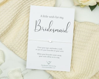 Bridesmaid Gift, Bridesmaid Wish Bracelet, A Little Wish For My Bridesmaid Bracelet, Bridesmaid Thank You Card, Bridesmaid Proposal Box