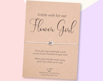 Bloemenmeisje wens armband, een beetje wens voor onze bloemenmeisje cadeau, bloemenmeisje armband, bloemenmeisje aanwezig
