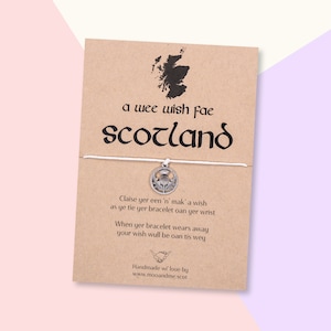 Wee Wish Fae Schotland wens armband, Schotse brogue cadeau, distel sieraden, Schotse sieraden, Schotland souvenir, leuk cadeau uit Schotland