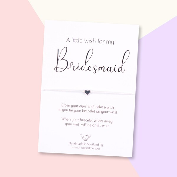 Bridesmaid Gift, Bridesmaid Wish Bracelet, A Little Wish For My Bridesmaid Bracelet, Bridesmaid Thank You Card, Bridesmaid Proposal Box