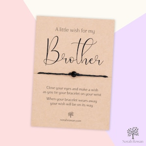 Bracelet de souhaits de frère, carte d'anniversaire de frère, cadeau de frère, bracelet d'amitié de frère, bracelet de frère, cadeau de frère, bijoux de frère