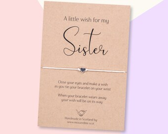 Sister Wish Bracelet, Sister Birthday Card, Sister Gift, Sister Friendship Bracelet, Sister Bracelet, Sister Present, Sister Jewellery