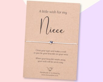 Niece Wish Bracelet, Niece Birthday Card, Niece Gift, Niece Friendship Bracelet, Niece Charm Bracelet, Niece Present, Niece Jewellery