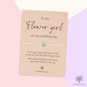 To My Flower Girl Wish Bracelet: Silver Flower Charm, Wedding Day Gift