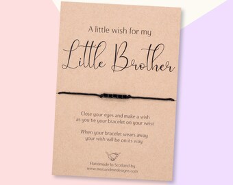 Little Brother Wish Bracelet, Little Brother Birthday Card, Little Brother Gift, Brother Friendship Bracelet, Brother Bracelet