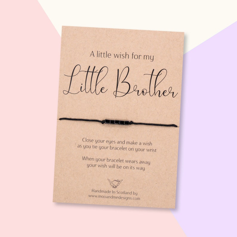 Little Brother Wish Bracelet, Little Brother Birthday Card, Little Brother Gift, Brother Friendship Bracelet, Brother Bracelet image 1