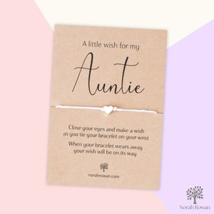 Bracelet de souhaits de tante, cadeau tante, carte d'anniversaire tante, bracelet tante, bracelet d'amitié tante, anniversaire tante, cadeau tante