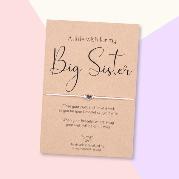 Big Sister Wish Bracelet, Big Sister Birthday Card, Big Sister Gift, Big Sister Friendship Bracelet, Big Sister Bracelet, Big Sister Present