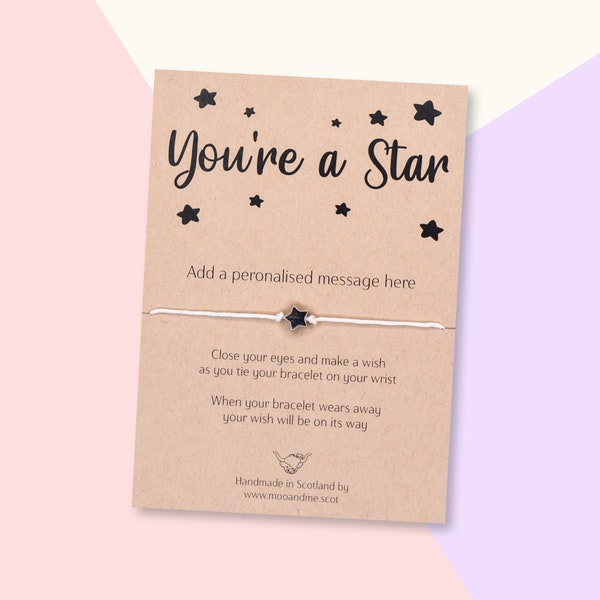 You're A Star Wish Bracelet, Personalised Thank You Gift, Employee Gift, Corporate Favour Favor, School Class Present, Worker Appreciation