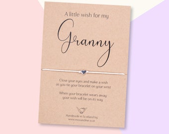 Granny Wish Bracelet, Granny Gift, Granny Friendship Bracelet, Granny Charm Bracelet, Granny Card, Granny Birthday Present, Mother's Day