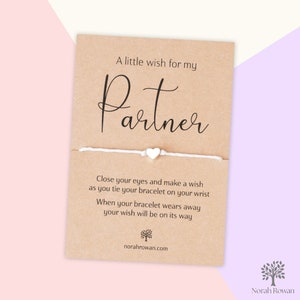 Bracelet de voeux de partenaire, carte d'anniversaire de partenaire, cadeau de partenaire, cadeau Un petit vœu pour mon partenaire, bracelet d'amitié de partenaire