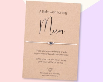 Mum Wish Bracelet, Mum Gift, Mother's day card, Mother Friendship Bracelet, Mummy Charm Bracelet, Mum Present, Mum Birthday Card