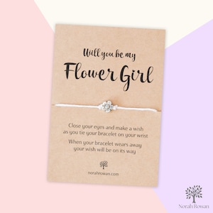 Will You Be My Flower Girl Wish Bracelet: Silver Flower Charm, Wedding Jewellery Gift