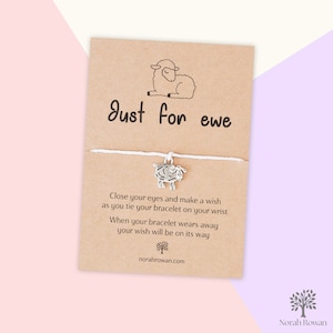 Bracelet de vœux, cadeau pour amoureux des animaux, carte Juste pour brebis, cadeau de remerciement, cadeau Thinking of you, bracelet de l'amitié mouton, tu me manques