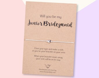 Bridesmaid Wish Bracelet, Bridesmaid Gift, Will You Be My Junior Bridesmaid, Bridesmaid Proposal Card, Bridal Jewelry, Bridal Jewellery