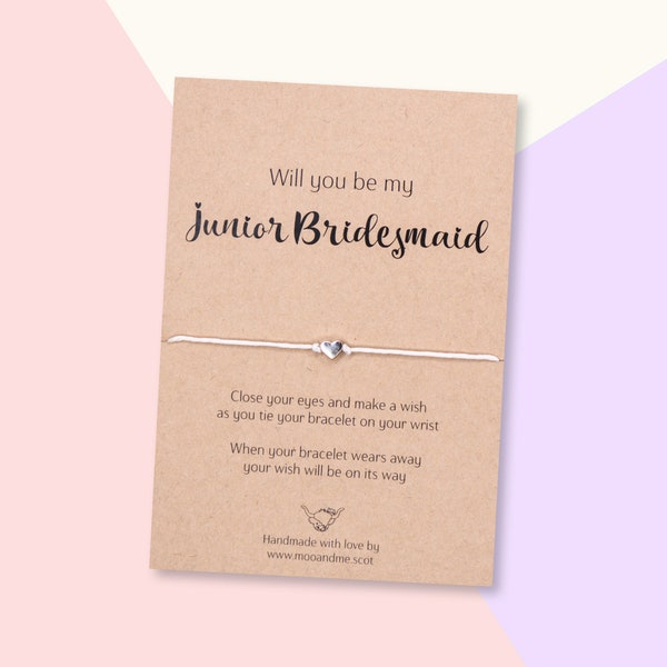 Bridesmaid Wish Bracelet, Bridesmaid Gift, Will You Be My Junior Bridesmaid, Bridesmaid Proposal Card, Bridal Jewelry, Bridal Jewellery