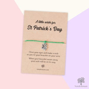 Bracelet de voeux pour la Saint-Patrick, carte de Saint-Patrick, bracelet pour la Saint-Patrick, cadeau de Saint-Patrick, Saint-Patrick, 17 mars